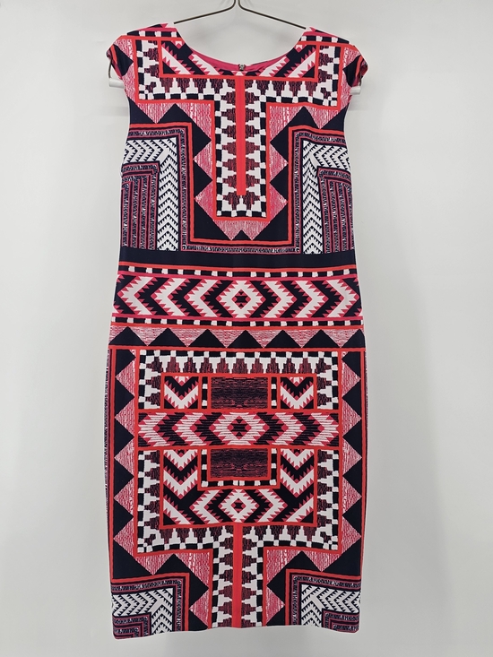 Vince Camuto Dresses & Skirts - Vince Camuto Geometric Tribal Print Sheath Dress Coral Black White - Size 16